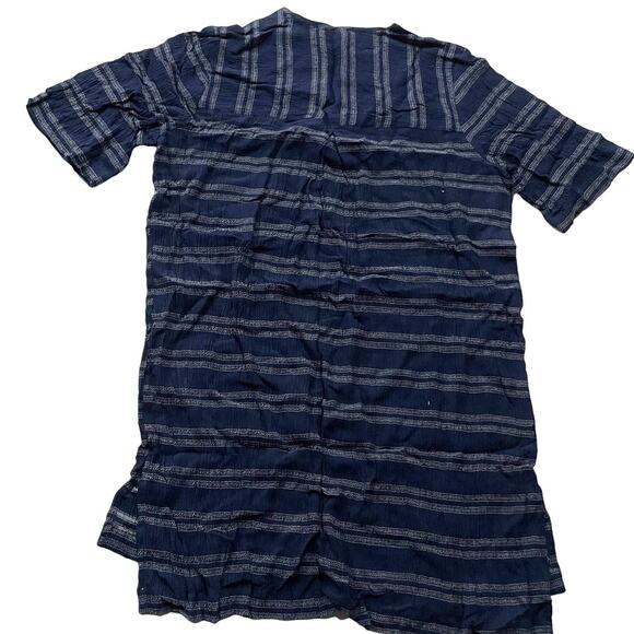Ellos Dress Women 10 Blue Stripe‎ V Neck Tunic Shift Side Slit - Picture 2 of 8
